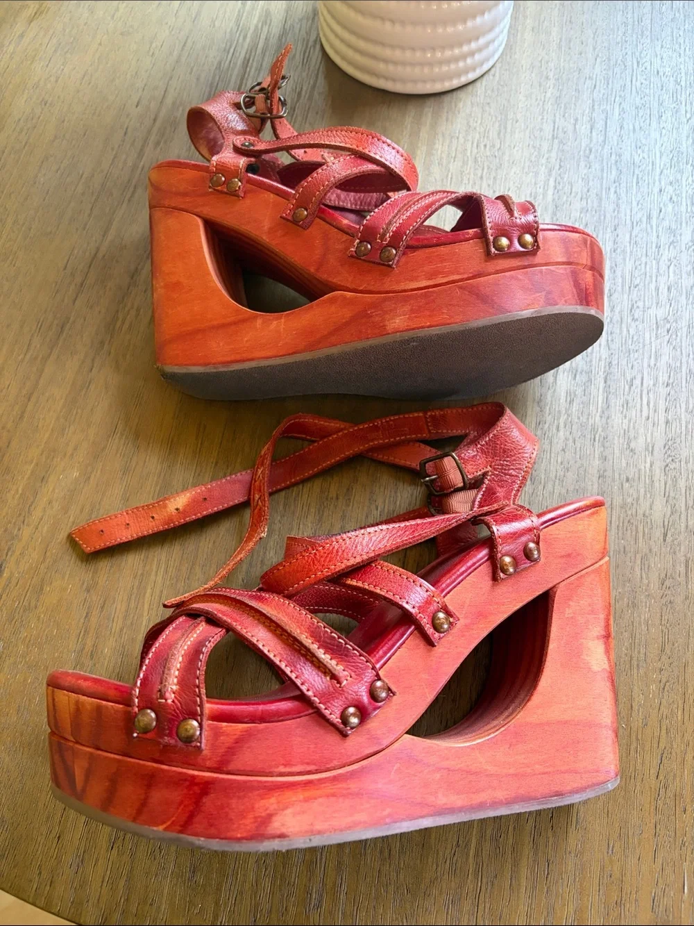 Bed Stu Julia Orange DD Wedge Strappy Sandal 10 - Picture 6 of 9